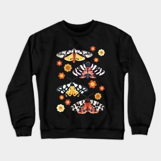 Garden Tiger Moths with Retro Daisies Crewneck Sweatshirt